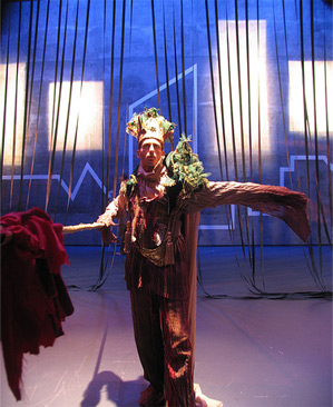 Matthew Acuff as Red, the Giant Sequoia Redwood Chief, in The Tree